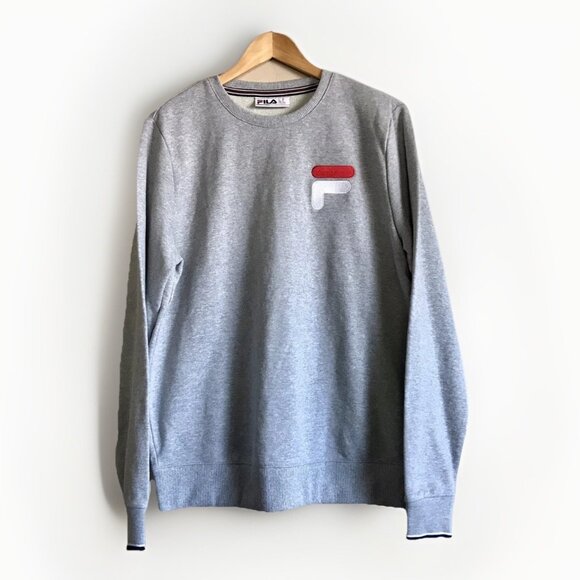 Fila Men Sweatshirt Size Medium Gray 100%‎ Cotton Logo Long Sleeve Crew Neck - Picture 1 of 9